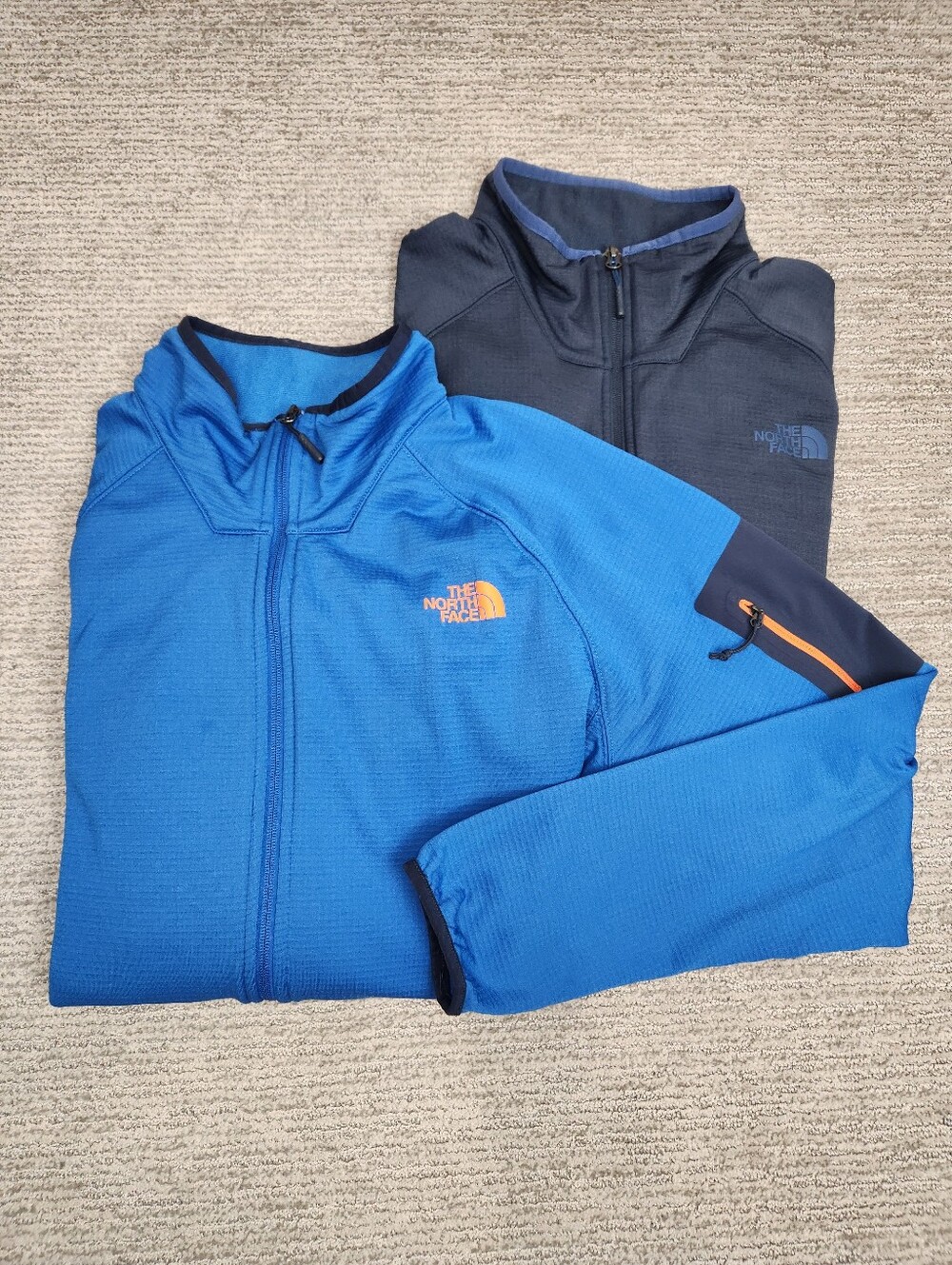 The North Face Borod Men XL Full Zip Fleece Jacket Set 2 Hiking Lightweight Blue